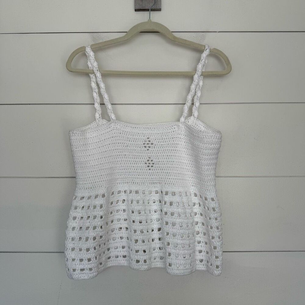 Women’s Large White Boho Crochet Festival Tank